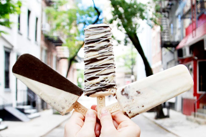Popbar gelato pops on display.