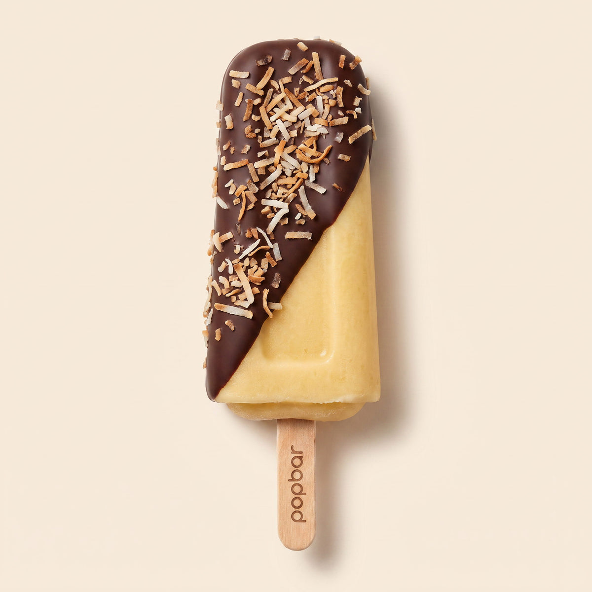 Popbar pineapple sorbetto with dark chocolate dip and toasted coconut