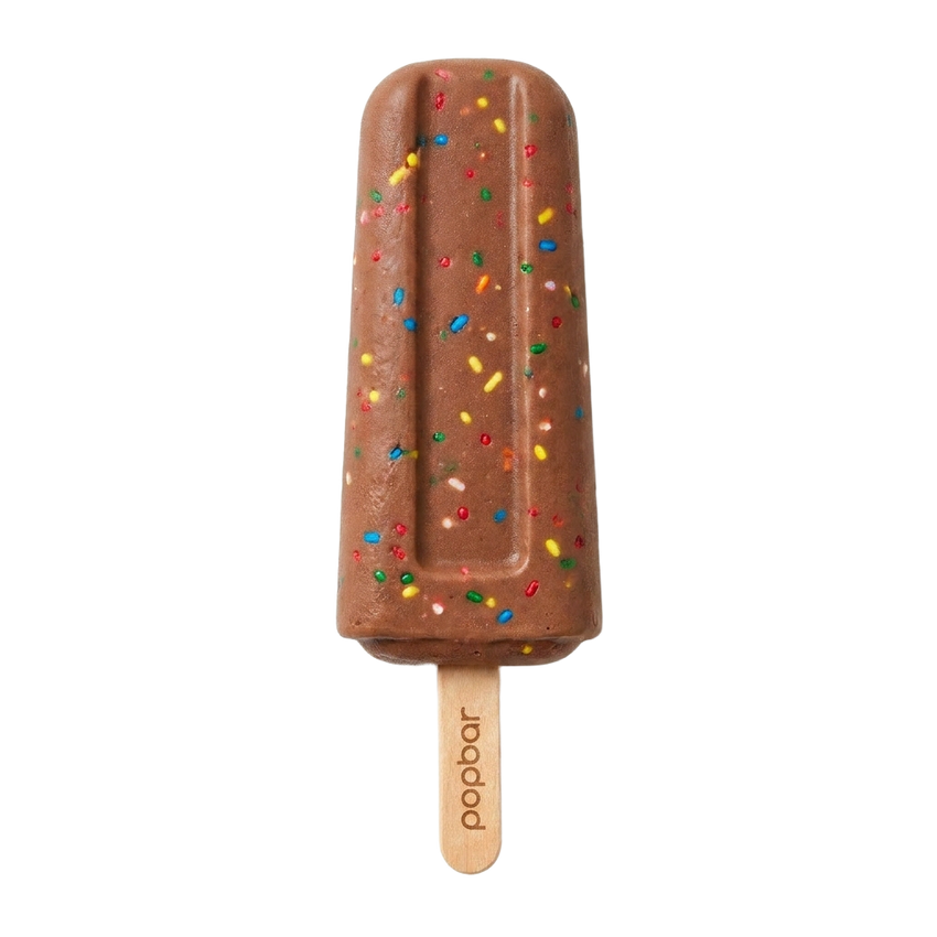 Chocolate Birthday Cake gelato pop on a stick from Popbar, hand-crafted in New York City
