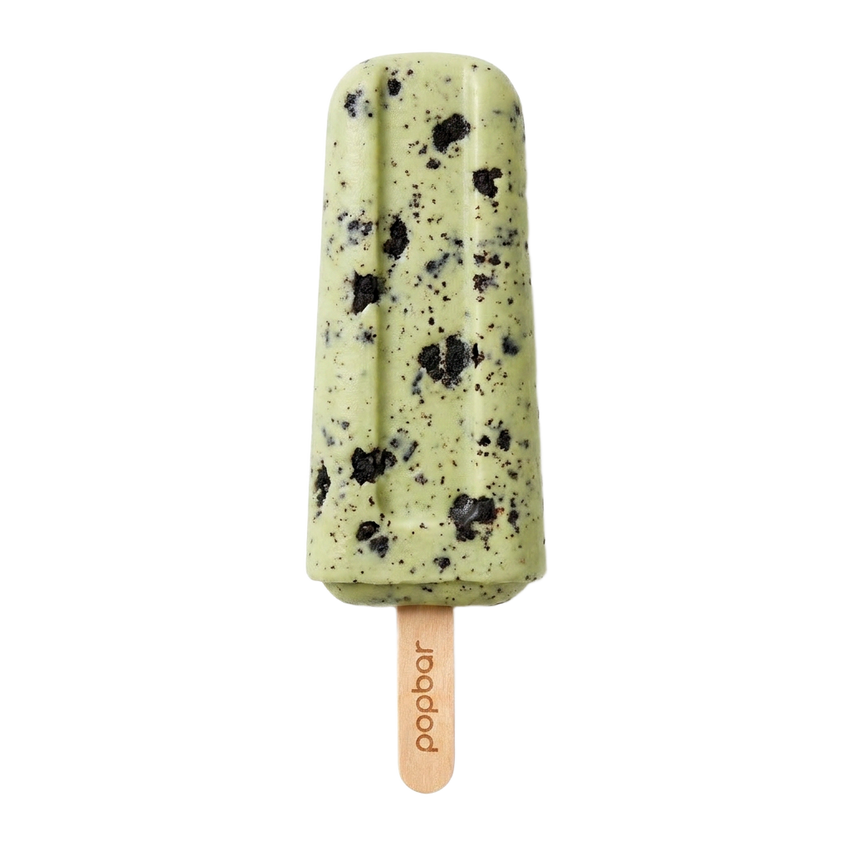 Green Tea Cookies And Cream gelato pop on a stick from Popbar, hand-crafted in New York City