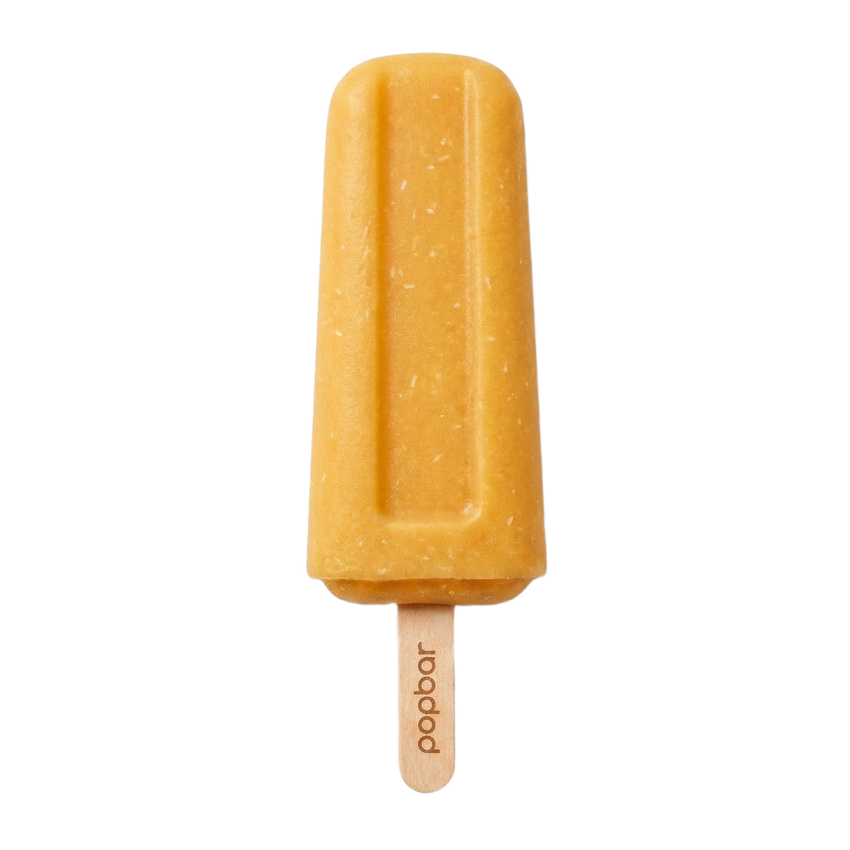 Mango Coconut sorbetto pop on a stick from Popbar, hand-crafted in New York City